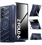 LEIAU for Samsung Galaxy Z Fold 6 Case: Heavy Duty Armor Phone Case[Compatible with MagSafe][Privacy Screen Protector][Hinge Protection][Dual Kickstand]Shockproof TPU+PC Cover for zfold 6 5G 2024 blue