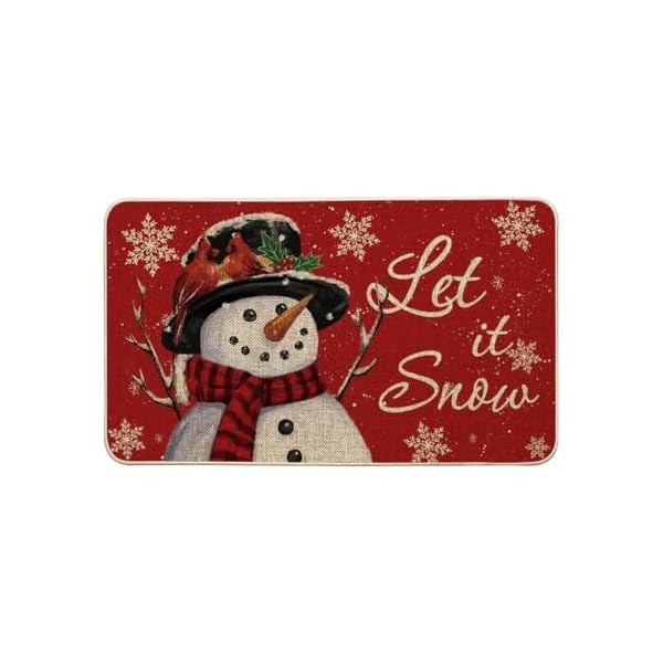   Artoid-Mode-Snowman-Let-it-Snow-Christmas-Doormat-Snowflakes-Winter-Decor-Low-Profile-Floor-Rug-Switch-Mat-for-Home-Indoor-Outdoor-17x29-Inch