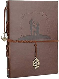 AIOR Photo Album Scrapbook, Refillable Black Pages Scrap Book, Vintage Leather Memory Book DIY Wedding Guest Book, Birthday for Boys Girls, Anniversary Presents for Men Women Mum Dad