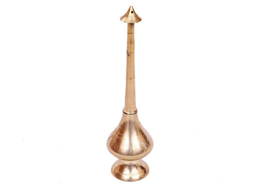 Aashita Creations Brass Bottle for Gangajal (Holy Water) and Perfume Spray/Rose Water Sprinkler(Gold_5 x 18 x 5 cm)