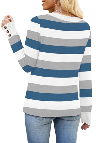 Image of WIHOLL Lightweight Sweaters for Women Long Sleeve V Neck Knit Outfits with Decorative Buttons