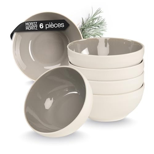 Moritz & Moritz CAVO Lot de 6 bols à céréales, élégants et robustes, en grès, pour céréales, soupes et salades - Passe au lave-vaisselle, au micro-ondes, idéal pour un usage quotidien