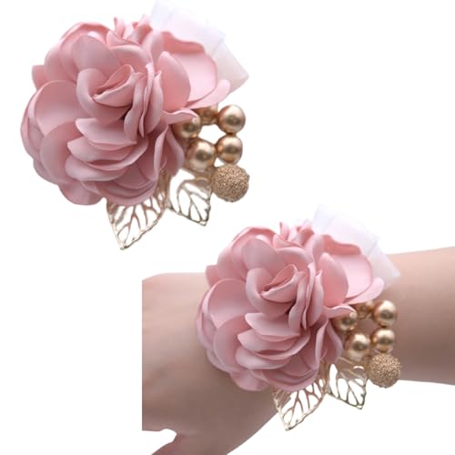 Huilimei Lot de 2 roses artificielles de poignet pour cérémonie, bal de fin d'année, fête, mariage, anniversaire, dîner, danse