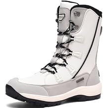 ROCKMARK Mens Winter Mid-Calf Snow Boots Fur Lined Warm Waterproof Slip On Outdoor Athletic Snow Boots