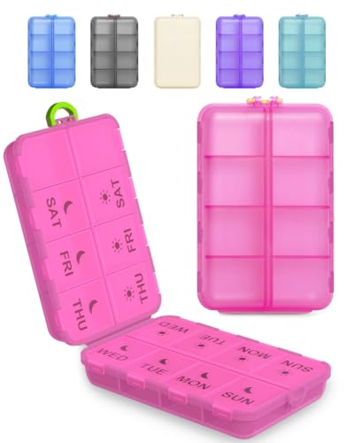 Image of Pill Organizer Travel Medicine Case - Travel Pill Case with Etched Labels, Daily Travel Medicine Case Holder