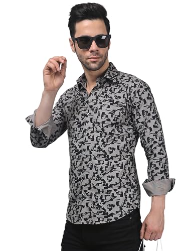 Image of TryBuy Unique Elegant Men's Cotton Casual Printed Full Sleeves Shirt