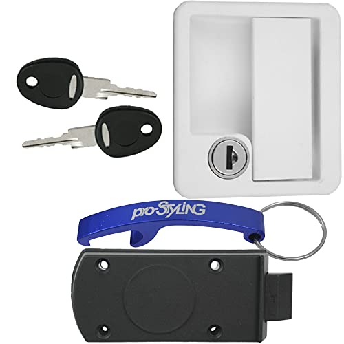 Serrure de porte pour caravane et camping-car Système FF Blanc/noir Cover