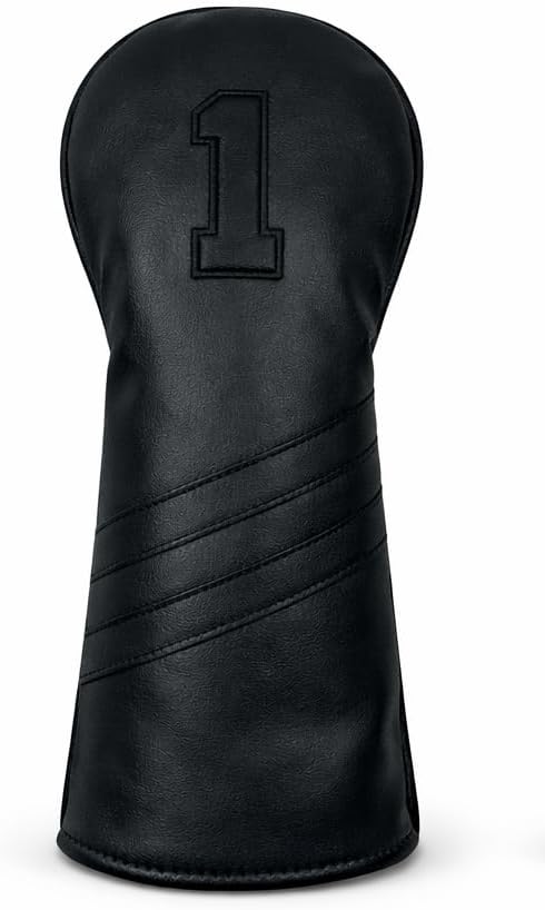 Leather Golf Headcovers Set of 3 – Driver (1), Fairway Wood (W) & Hybrid (H) – Premium Retro PU Leather Golf Club Head Covers – Fits 460cc – Detroit Golf Co.