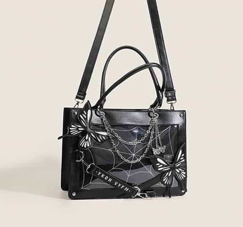 Goth Purse Y2K Crossbody Bag for Women Butterfly Gothic Spider Web Shoulder Tote Handbag Grunge Alt Emo Accessories (Black)3