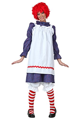 Women's Rag Doll Costume Set with Wig Adult Rag Doll Dress Medium