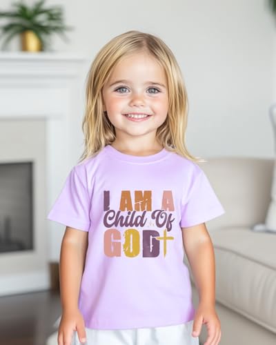 Image of Christian T-Shirts Child of God Shirt Kids Toddler Cute Girls Boys Short Sleeve Tops Graphic I'm A Child of God Tee 2-8 Years