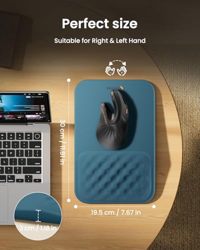 Image of ProtoArc Ergonomic Mouse Pad with Wrist Rest, MP50 Mousepad with Massage Design, Soft Memory Foam and Non-Slip PU Base for Pain Relief, Desk, Home, Office, 12x8 Inches, Blue (Mouse Not Included)