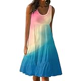 TAELU Kimono Strand Damen Damen Beach Kleid Chiffon Minikleid Neckholder Sexy Leopard Kleid Damen Weißes Kleid Cocktail Party Kleid Damen Kurz Sexy Kleid Frau Rosa Frau Sexy Himmelblau+Kleid