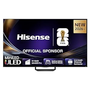 Hisense 55U7DS PRO Fernseher 55 Zoll, 4K UHD, Hi-QLED Mini LED Pro, Smart TV, 165Hz, Hi-View AI Engine Pro, IMAX Enhanced, AI RGB Lichtsensor, Dolby Vision.Atmos, Unibody Slim, FreeSync Premium [2026]