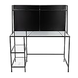 Multi-Tier Gaming Desk and Home Office Corner Desks with Clear Glass Top, Adjustable Work Desks for Bedroom Craft Study Table and Computer Workstation,Black