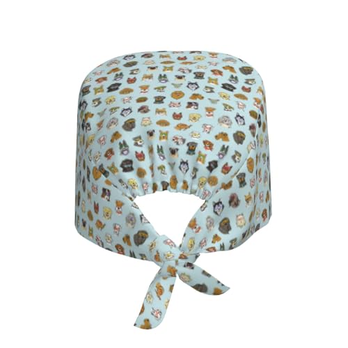 Image of Surgical Caps Men Women, Scrub Cap with Sweatband Adjustable | Tie Back Nurse Cap, Nursing Breathable Working Hat, Scrub Cap, Medical Hats