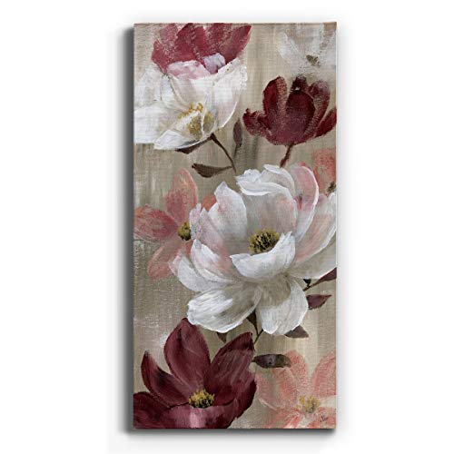 Renditions Gallery Canvas Flower Wall Art Home Glam Paintings & Prints Colorful Rose Garden Modern Romantic Botanical Wall Hanging Decorations for Bedroom Office Kitchen - 12"x24" LT43
