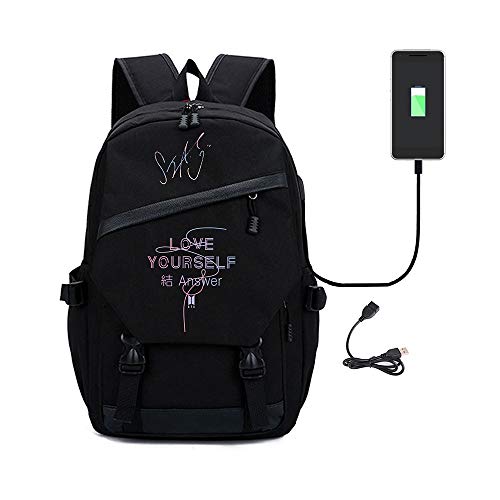 MSJMF Mochila de poliéster BTS Bangtan para niños  KPOP para computadora portátil