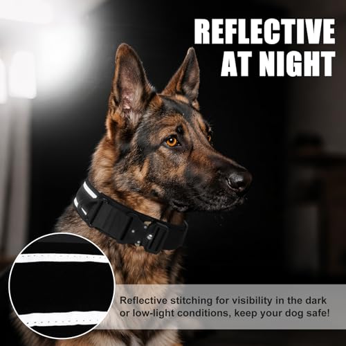 Taktisches Hundehalsband Reflektierend mit Metallschnalle, Weich Gepolstertes Nylon Hundehalsband 5cm Breit Verstellbare Halsband für Mittlere Große Hunde Jagd Training Freizeit Outdoor