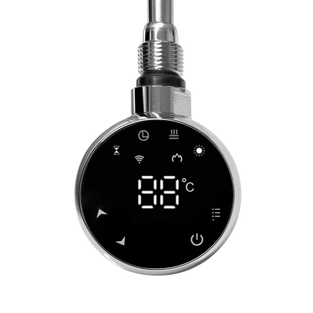 600w WiFi Smart Chrome Thermostatic Electric Element Athena Touch Display Round 24/7 Weekly Timer Towel Rail Radiator Heater โ image 1