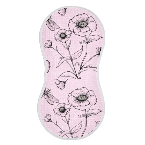 Flowers Butterflies Pink Burp Cloths for Babies Burp Rag Cotton Spit Up Rag for Babies Infant Newborn2