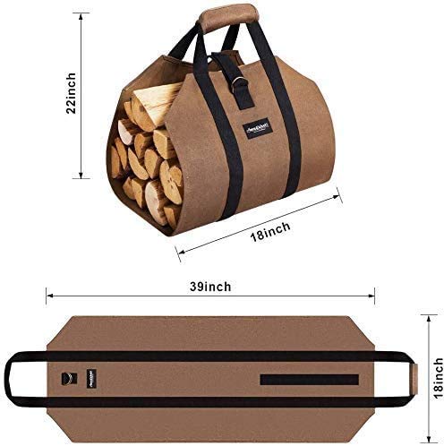 Amagabeli Fireplace Carrier Waxed Firewood Canvas Log Carrier Tote Bag Outdoor Log Tote Large Wood Carrying Bag And Amagabeli 4Ft Firewood Log Rack With Cover Combo Set Waterproof Outdoor Log Holder #TOP2
