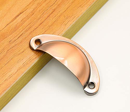BOZONLI 12 Pack Retro Metal Kitchen Cupboard Drawer Cabinet Door Handles Knobs Red-Bronze Brushed Shell Cup Pull Handle - Image 3