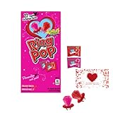 Ringpopps Tongue Painters; Valentine Classroom Exchange Cupid Packs; Strawberry Cherry Flavors; Individually warpped; 22ct; Circle 15 Valentine Card Included