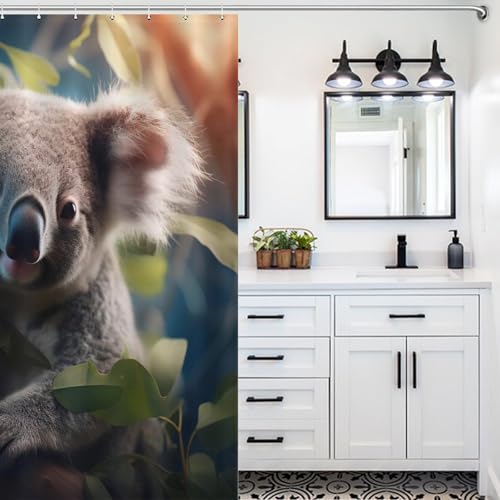 Rideau de douche koala de qualité supérieure en tissu polyester imperméable lavable avec 12 œillets