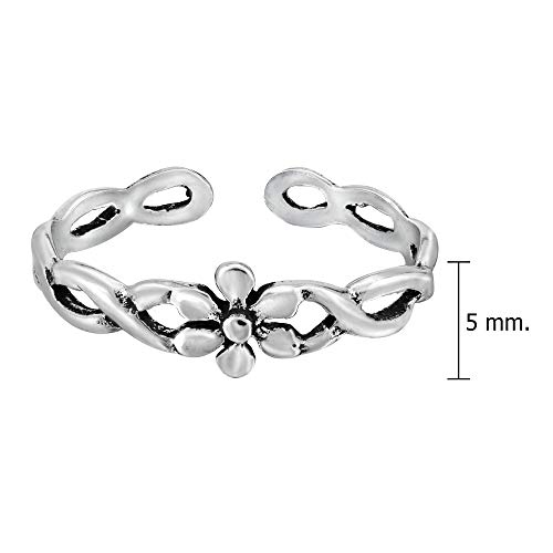 Aeravida Blossoming Sweet Flower Celtic Knot Band .925 Sterling Silver Pinky Or Toe Ring | Cute Toe Rings For Women Sterling Silver | Sterling Silver Adjustable Toe Ring #TOP3