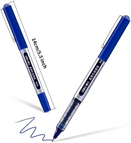 Rollerball Pens, 12 Pack 0.5mm Quick-drying Liquid Ink Stick Ballpoint Blue Gel Pens for Adult & Kids Writing Note Taking School & Office Supplies