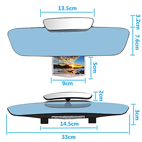 Anti Glare Rearview Mirror - 13" 330Mm Car Rear View Mirror Clip-On , Interior Rear View Mirror Convex Car Mirror Wide Angle Reduce Blind Spot, Panoramic Rearview Mirror For Car Truck Suv #TOP5
