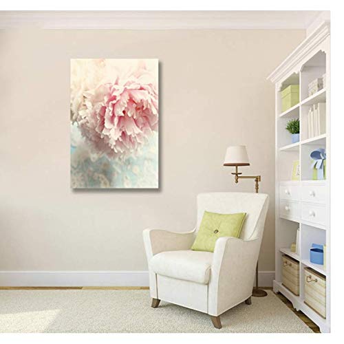Peinture pivoine rose affiche sur toile premium d'art mural moderne 50x70cm