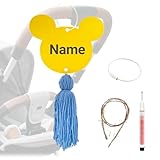Stroller Identification Name Tag Pendant,Wood Hanger with Custom Name,Quickly Locate Your Stroller in Crowded Parks, Airports (Yellow)