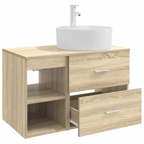 Mueble de baño Sonoma de 2 piezas suspendido con lavabo y grifo 5