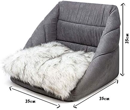 AllPetSolutions Cat Small Dog Cosy Cube Igloo Bed, 3-in-1 Foldable Grey Pet Kitten Puppy Soft Cave Bed, Machine Washable with Reversible Cushion  35 x 35 x 35cm
