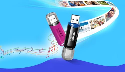 Image of ADATA C906 64GB USB Flash Drive (Blue) - High-Speed 100MB /s Pen Drive, Compact & Portable Design - Model AC906-64G-RWB