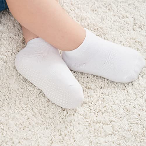 Zaples Baby Non Slip Grip Ankle Socks With Anti Skid Grippers Boys Girls Low Cut For Infants Toddlers Kids, Grayscale, 12-36 Months #TOP6