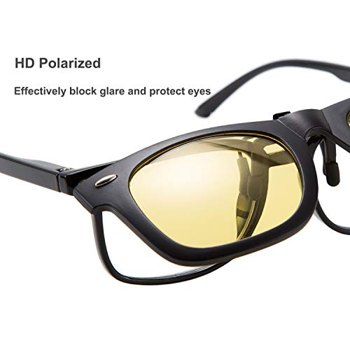 FEISEDY Classic Polarized Rectangular Clip-On Sunglasses Men Women for Eyewear Glasses B26054