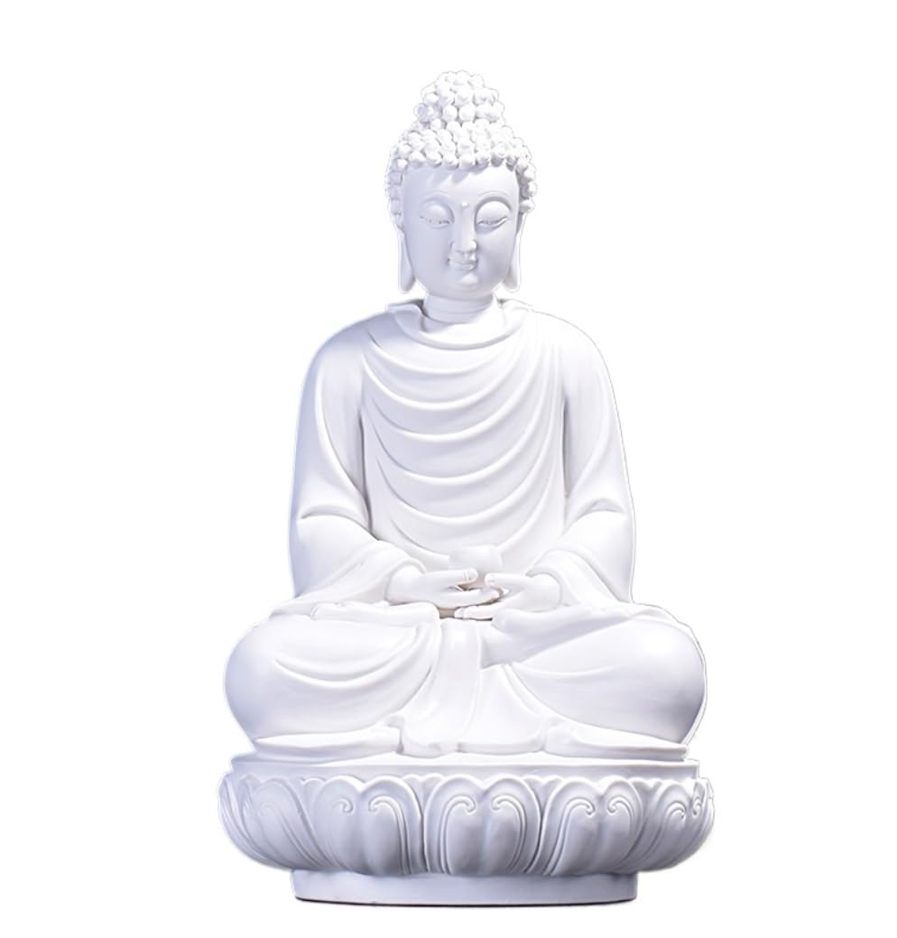 GAOJUNAN Buddha Statue,Zen Altars, 14.5 Inch Buddha Statue Sitting Decoration Sculpture Meditating Peace Harmony For Home Decor Desk Shelf Decoration(C)