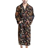 ZERODATE Cute Kimono Hotel Spa Bathrobe for Adult Men Rooster Egg Chicken Print Plush Long Robes Cut
