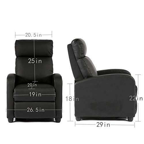 Sillón reclinable cuero PU negro confortable miniatura 2
