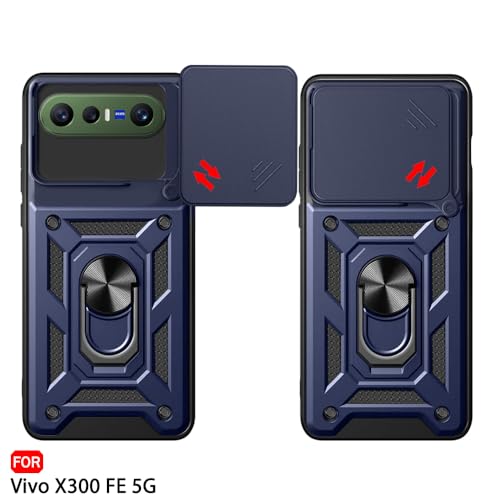 Image of TheGiftKart Tough Armor Bumper Back Cover Case for Vivo X300 FE 5G | Kickstand & Ring Holder | 360 Degree Protection Back Case Cover for Vivo X300 FE 5G (PC & TPU, Rotating Camera Cover, Blue)