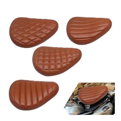 Asiento individual Bobber para moto chopper universal en cuero marron retro cojin delantero 2