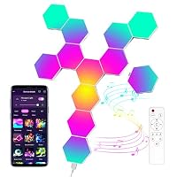 MeRGBW-Home 12 Pcs Hexagon LED Panels, Sechseck Gaming Deko LED Wandleuchte, Musik Sync, APP-Kontrolle, Fernbedienungen, Sechseck Waben Wall Lights Gaming Zubehör Hexa Lampe Smart Zuhause Wand Deko – Ansicht 1