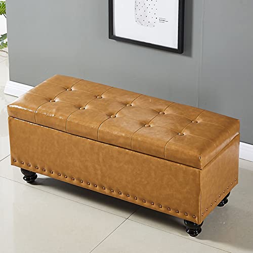 Banc de rangement en similicuir 40x40x43cm avec support pour chambre