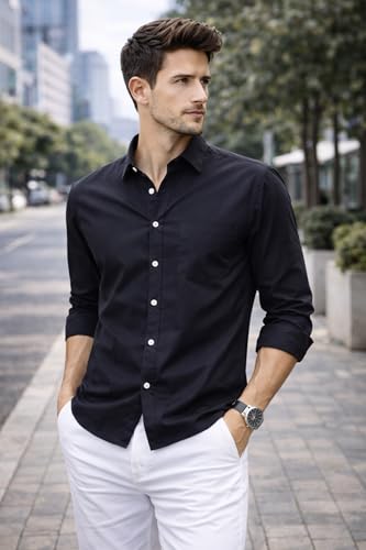 Image of Ben Martin Shirt for Men | Regular Casual Shirts for Mens' | Men's Casual Shirt's Slim Fit | Full Sleeve Cotton Shirts for Men's | Solid Shirt's for Mens Stylish | Formal & Casual Office Wear Shirts