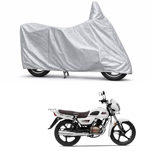 Image of 100% Waterproof Two Wheeler Body Cover Multi Layered Fabric Designed for TVS Radeon | Belt Buckle Lock | Silver Mag