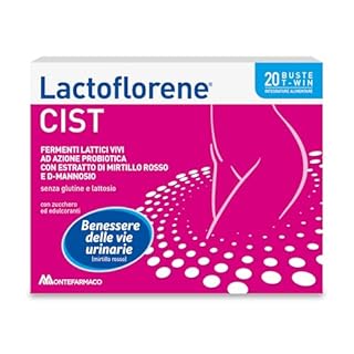 Lactoflorene Cist, Fermenti Lattici, Probiotici, Senza Glutine Senza Lattosio - Integratori con Fermenti Lattici Vivi ad Azione Probiotica per il Benessere delle Vie Urinarie (20 Bustine)