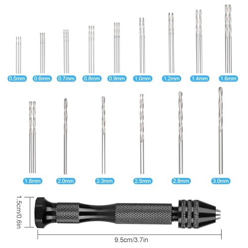 Linkstyle 31 Stück Handbohrer Set, Mini Bohrmaschine Pin Vise mit 30 Precision Micro Handbohr Spiralbohrer 0.5-3mm for Hand Drill DIY Holz Schmuck Anhänger Herstellung
